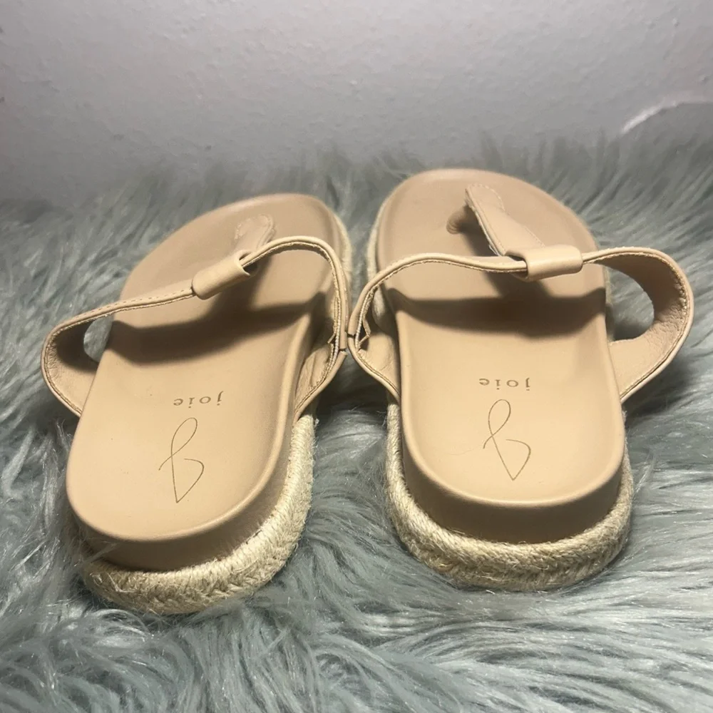 JOIE Nacho Sandal Thong Slide Espadrille Light Tan Vegan Casual Sandals Size 7.5